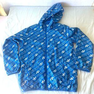 Adidas Boys' Blue Trefoil Print Windbreaker Size Kids Medium